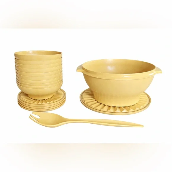 Vintage Tupperware Harvest Gold Bowl Set USA Made 1970s Mixing Serving Lot